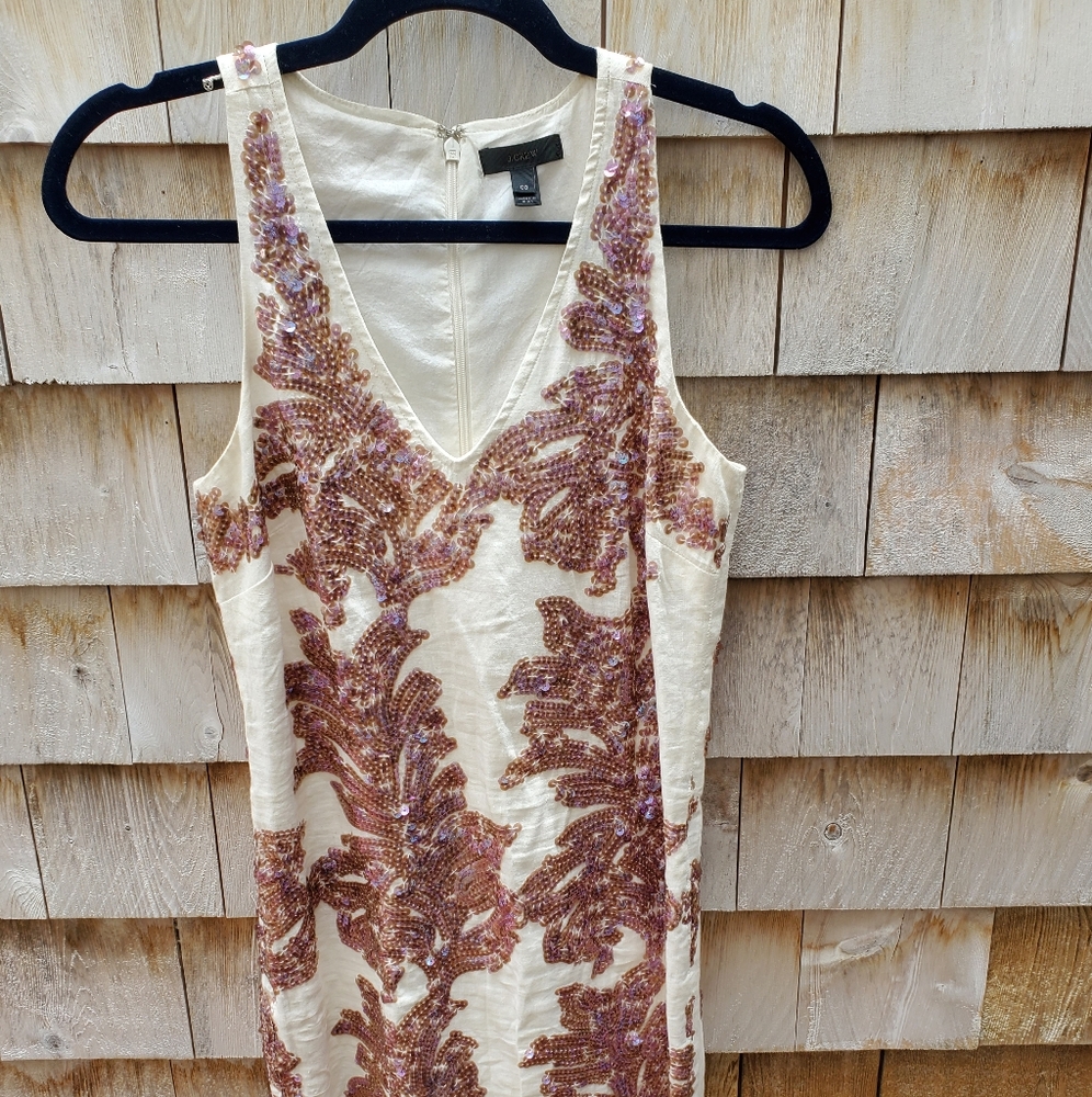 Linen, sequined J.Crew dress